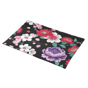 Modern Colorful Sakura Flower Japan Birthday party Cloth Placemat