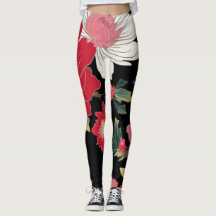 Modern Colorful Sakura Flower Japan Birthday party Leggings