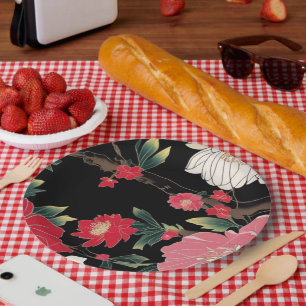 Modern Colorful Sakura Flower Japan Birthday party Paper Plates