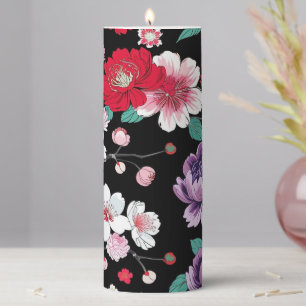 Modern Colorful Sakura Flower Japan Birthday party Pillar Candle