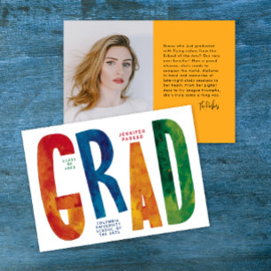 Modern Colorful School Grad Photo Brush Paint Typo Announcement