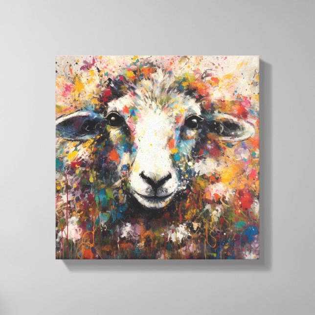 Modern Colorful Sheep Art Canvas Print (Front)