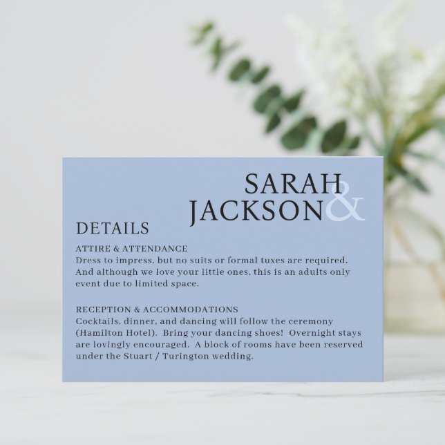 Modern Colorful Simple Font Wedding Details Enclosure Card (Standing Front)