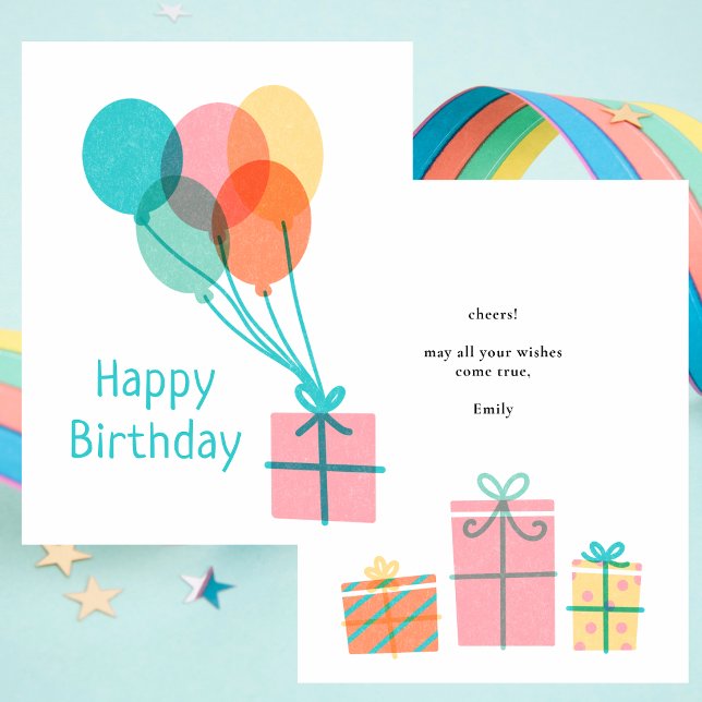 Modern Colorful Simple Happy Birthday Notecard (Creator Uploaded)