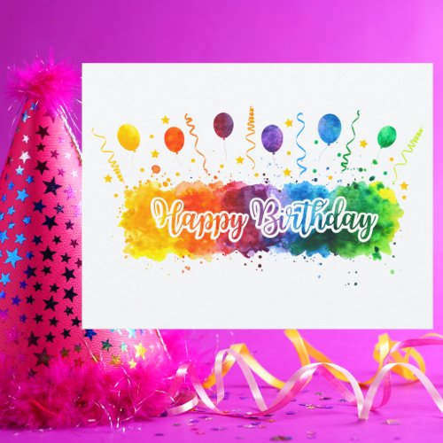 Modern Colorful Simple Happy Birthday Postcard