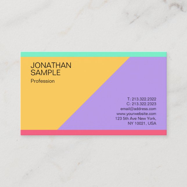 Modern Colorful Simple Professional Template Business Card (Front)