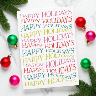 Modern Colorful Simple Red Festive Happy Holidays Holiday Card