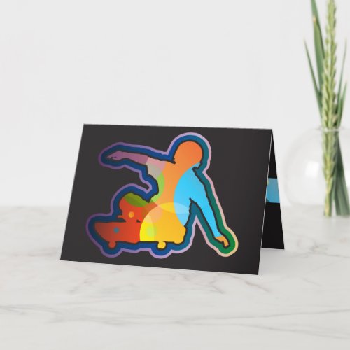 Modern Colorful Skateboard Birthday Card