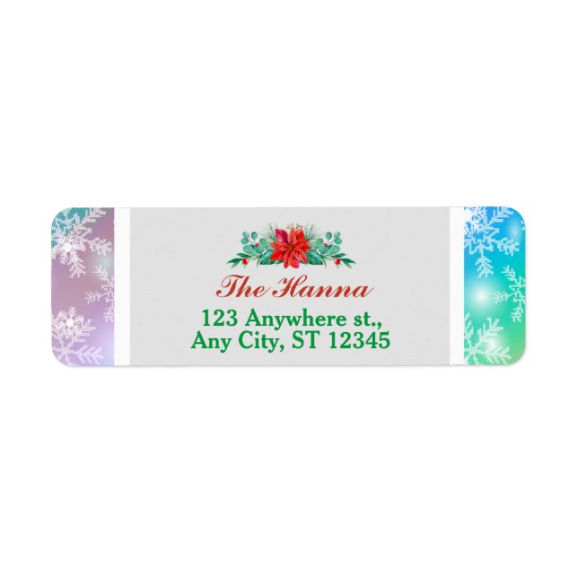 Modern Colorful Snowflake Winter Christmas Address Label (Front)