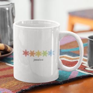 Modern Colorful Snowflakes Christmas Coffee Mug