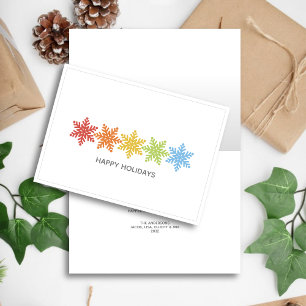 Modern Colorful Snowflakes Christmas Holiday Card
