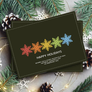 Modern Colorful Snowflakes Christmas Holiday Card