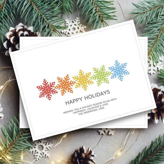 Modern Colorful Snowflakes Christmas Holiday Card (Creator Uploaded)