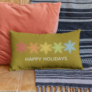 Modern Colorful Snowflakes Christmas Lumbar Pillow