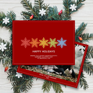 Modern Colorful Snowflakes Christmas Photo Holiday Card