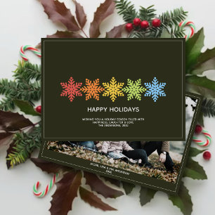 Modern Colorful Snowflakes Christmas Photo Holiday Card