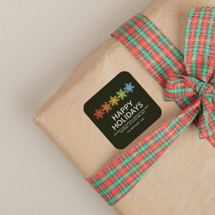 Modern Colorful Snowflakes Christmas Square Sticker