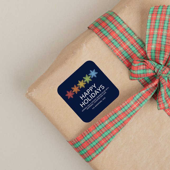 Modern Colorful Snowflakes Christmas Square Sticker (Creator Uploaded)