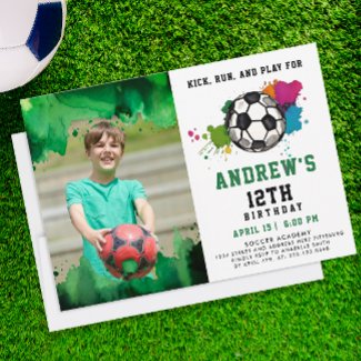 Modern Colorful Soccer Birthday Party Green Photo