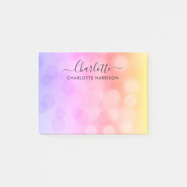 Modern Colorful Sparkle School Office Personalized Post-it Notes (Front)