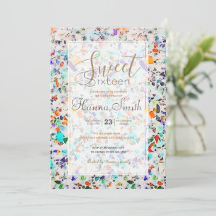 Modern Colorful Speckles Terrazzo Watercolor Paint Invitation