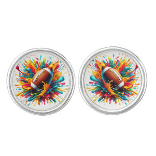 Modern Colorful Splash Game Ball Sports Cufflinks