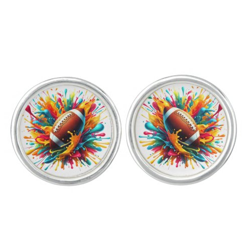 Modern Colorful Splash Game Ball Sports Cufflinks