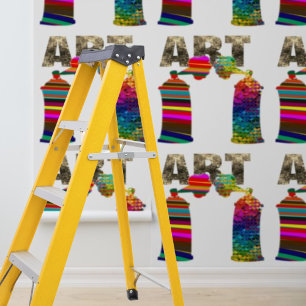 Modern Colorful Spray Cans Art Graphic Peel Stick Wallpaper