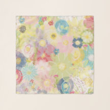 Modern, Colorful, Spring Floral Chiffon Scarf