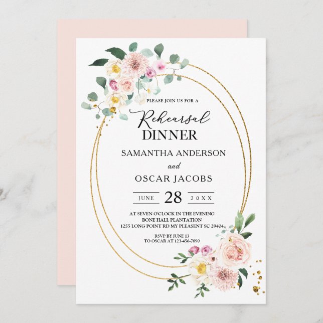 Modern Colorful Spring Watercolor Flowers Invitation (Front/Back)