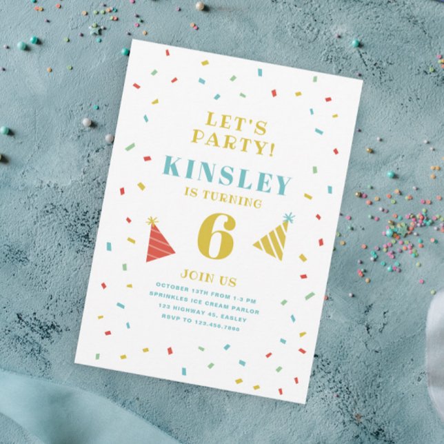 Modern Colorful Sprinkles Kids Birthday Party Invitation (Creator Uploaded)