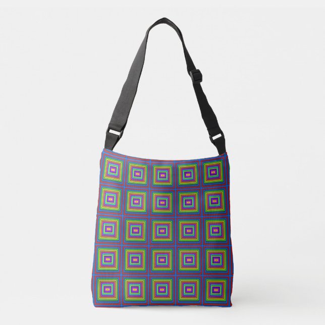 Modern colorful square geometric pattern graphic  crossbody bag (Front)