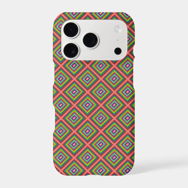 Modern colorful square geometric pattern graphic  iphone case (Back)