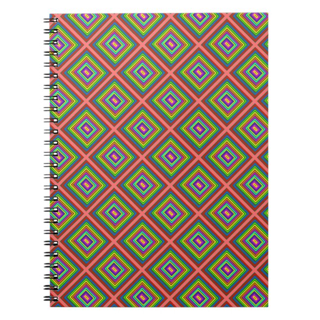 Modern colorful square geometric pattern graphic  notebook (Front)