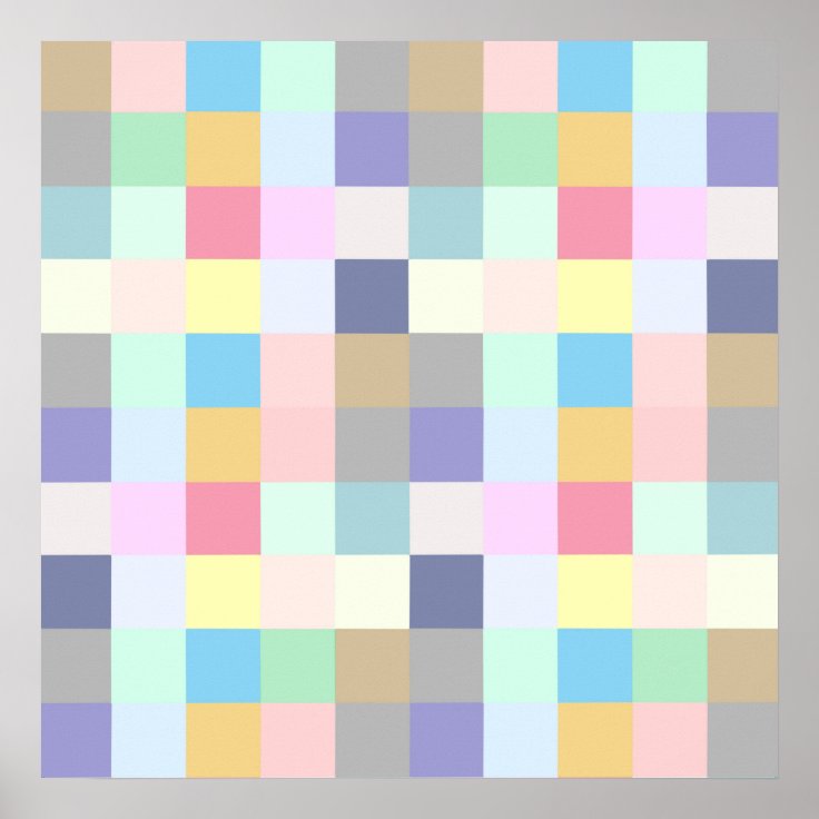 Modern Colorful Squares Checkered Pattern Poster | Zazzle