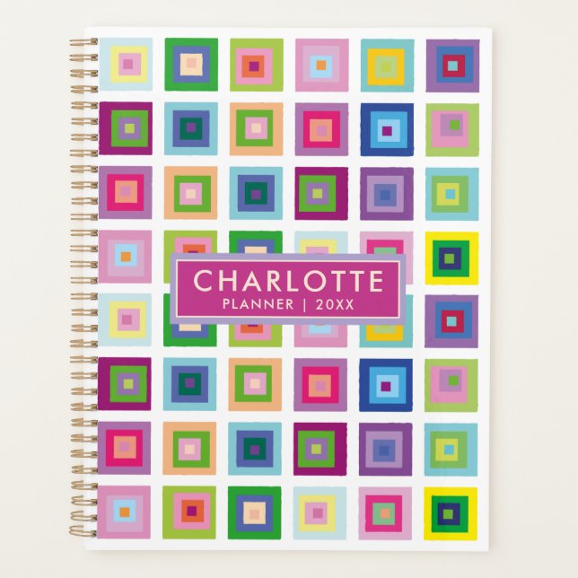 Modern Colorful Squares Pattern 2023 Planner (Front)