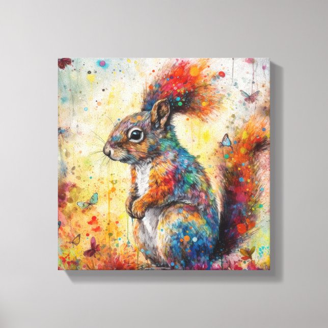 Modern Colorful Squirrel Art Canvas Print (Front)