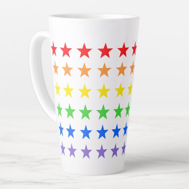 Modern Colorful Starry Pattern Latte Mug (Left Angle)