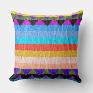 Modern Colorful Stripe Chevron Leather Throw Pillow