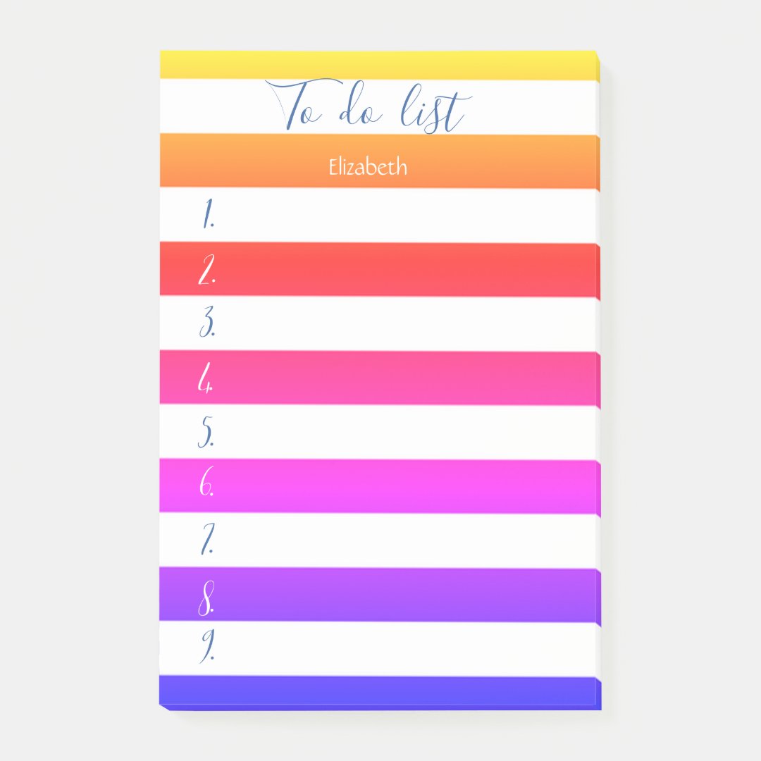 Modern Colorful Striped To Do List Postit Notes Zazzle