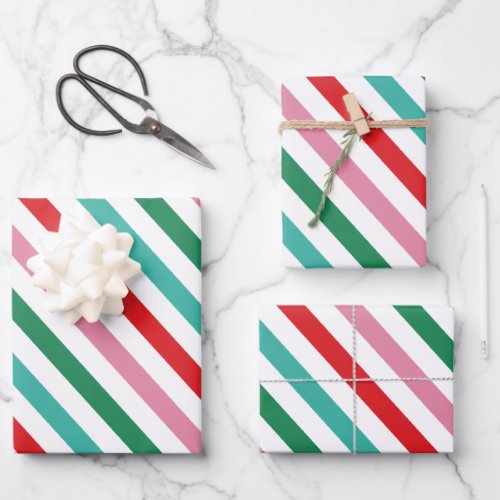 Modern Colorful  Stripes Christmas  Wrapping Paper Sheets