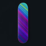 Modern Colorful Stripes Green Blue Purple Skateboard<br><div class="desc">A vibrant, bright colorful stripe pattern in green, blue, purple and dark pink. A modern, trendy design which would make the perfect gift.</div>