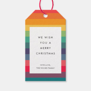 Modern Colorful Stripes Marry Christmas Gift Tags