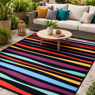 Modern colorful stripes pattern outdoor rug