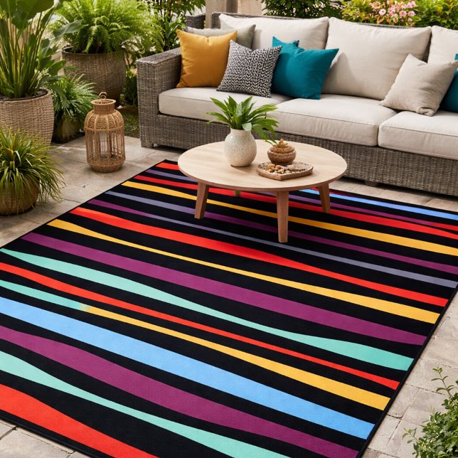 Modern colorful stripes pattern outdoor rug (Creator Uploaded)