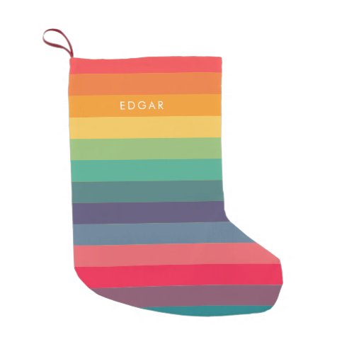 Modern colorful stripes pattern small christmas stocking
