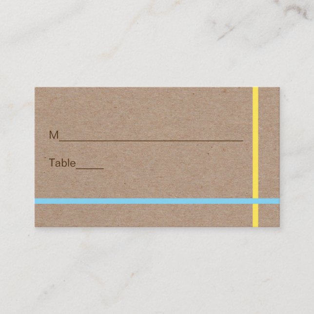 Modern colorful stripes rustic wedding place card (Front)