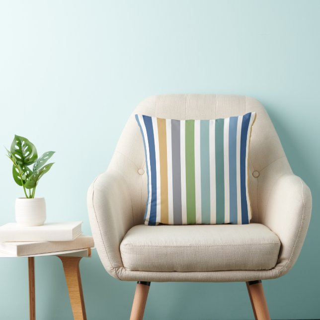 Modern Colorful Stripes Throw Pillow (Chair)