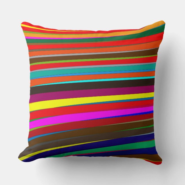 Modern Colorful Stripes Throw Pillow.  Pillow (Front)