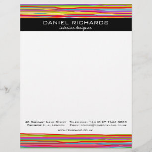 Modern Colorful Stripes Vibrant Interior Designer Letterhead